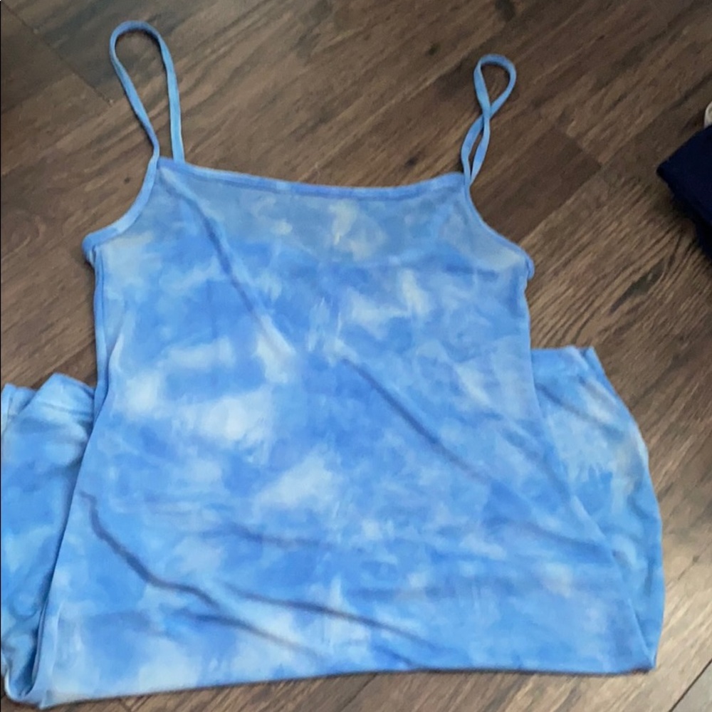 Blue tie dye sun dress mini